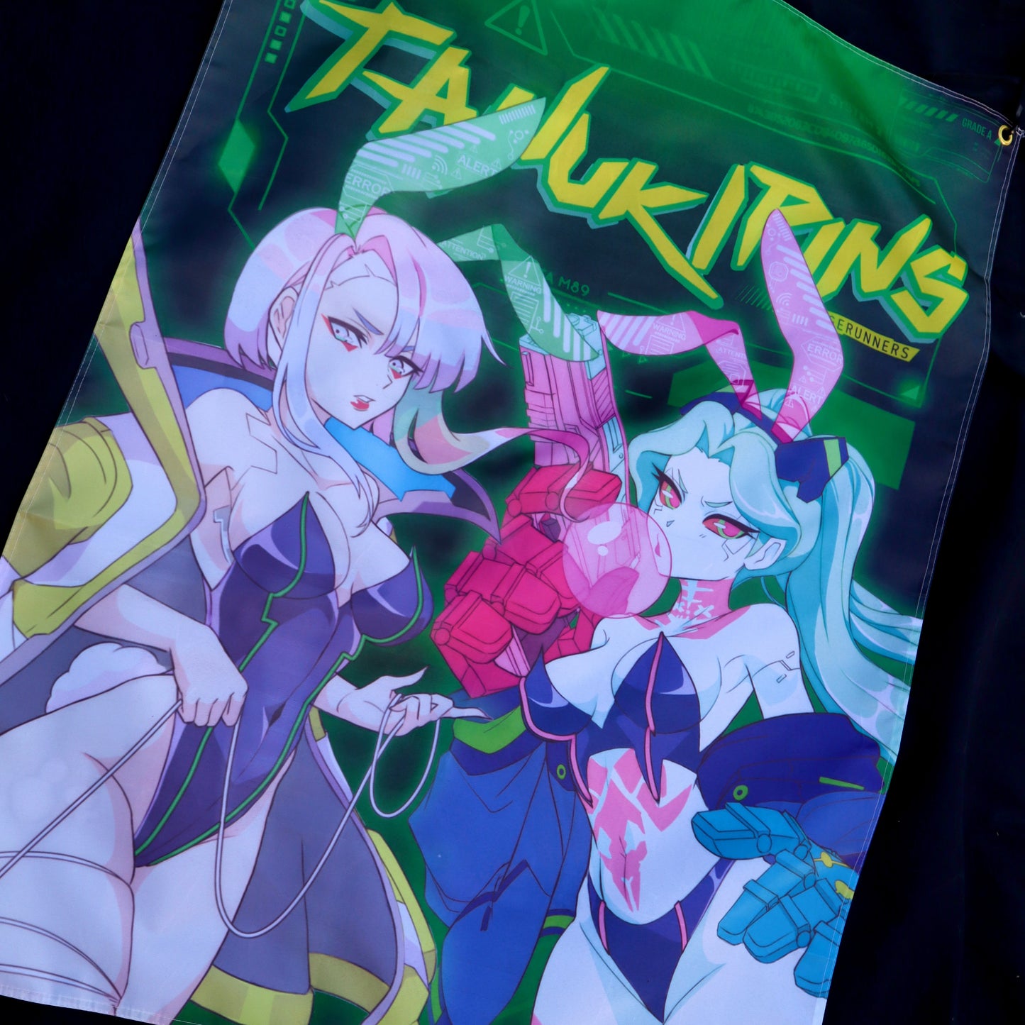 Cyber bunnies wall flag