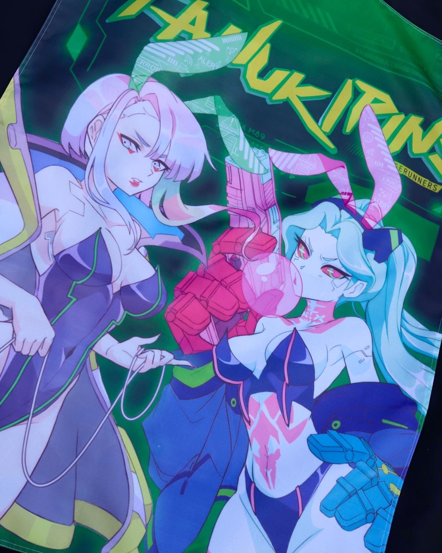 Cyber bunnies wall flag